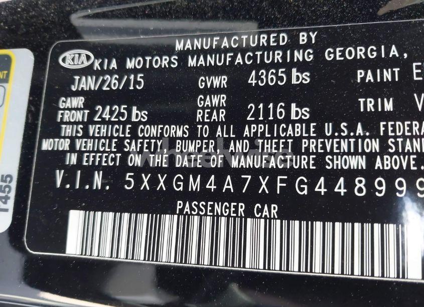 Photo 9 of 2015 Kia Optima LX (VIN 5XXGM4A7XFG448999)
