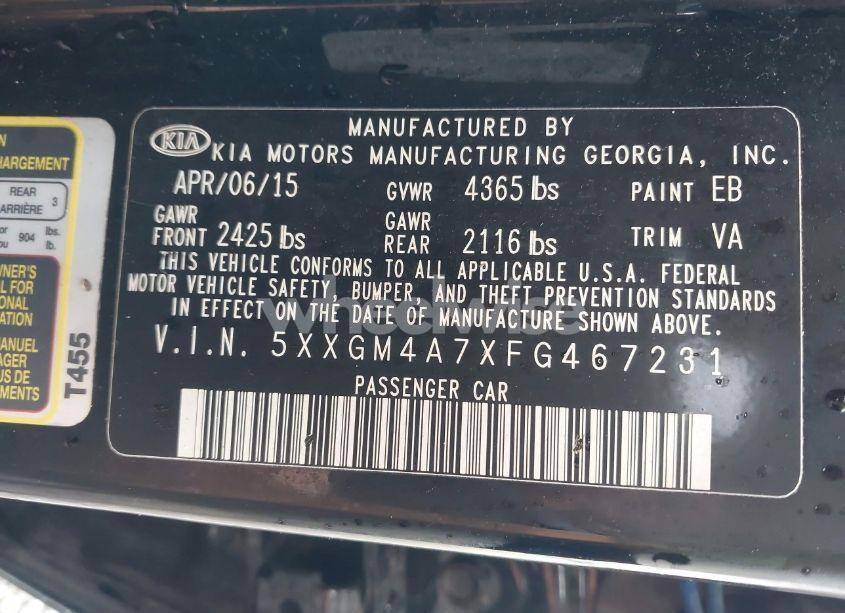 Photo 9 of 2015 Kia Optima LX (VIN 5XXGM4A7XFG467231)