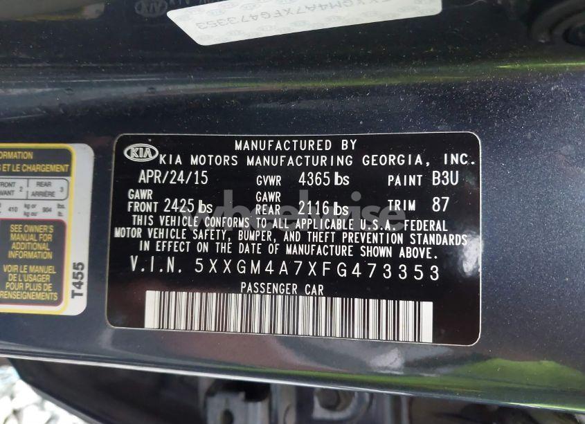 Photo 9 of 2015 Kia Optima LX (VIN 5XXGM4A7XFG473353)