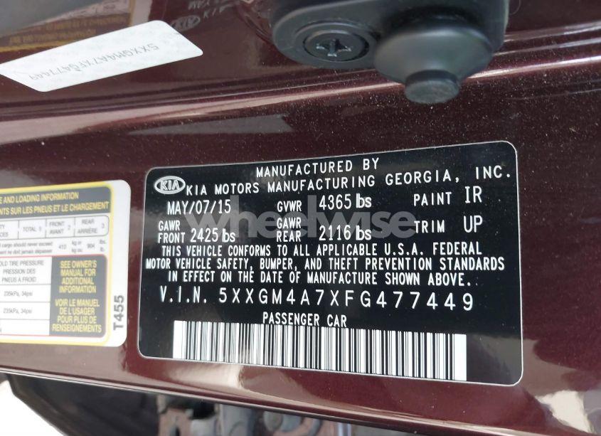 Photo 9 of 2015 Kia Optima LX (VIN 5XXGM4A7XFG477449)