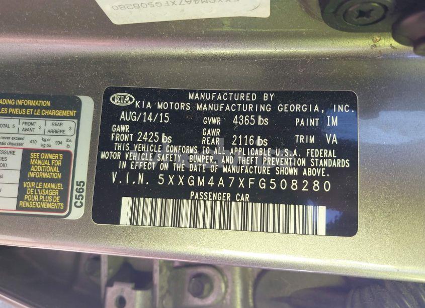 Photo 9 of 2015 Kia Optima LX (VIN 5XXGM4A7XFG508280)