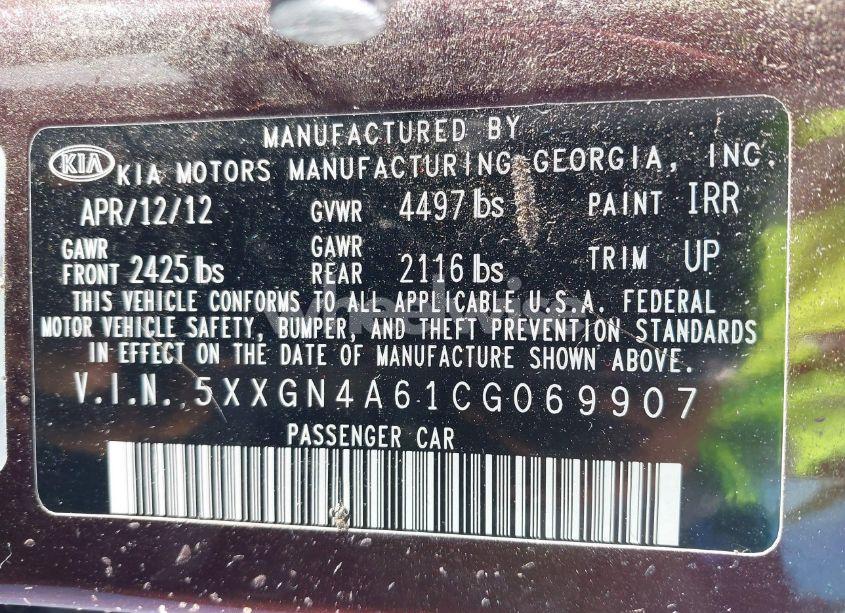 Photo 9 of 2012 Kia Optima EX (VIN 5XXGN4A61CG069907)