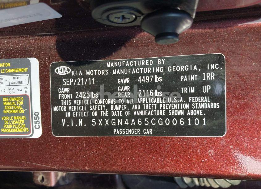 Photo 9 of 2012 Kia Optima EX TURBO (VIN 5XXGN4A65CG006101)