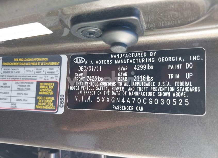 Photo 9 of 2012 Kia Optima EX (VIN 5XXGN4A70CG030525)