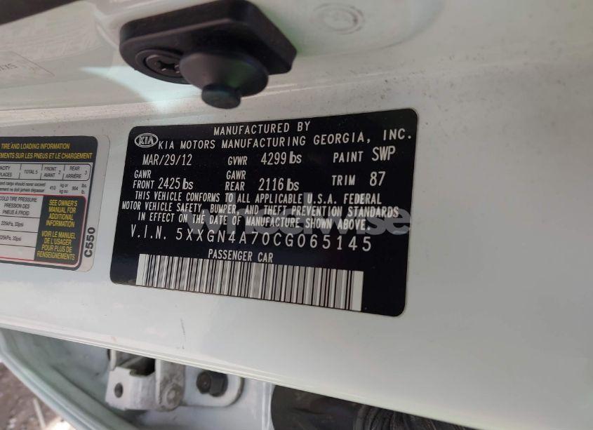 Photo 9 of 2012 Kia Optima EX (VIN 5XXGN4A70CG065145)