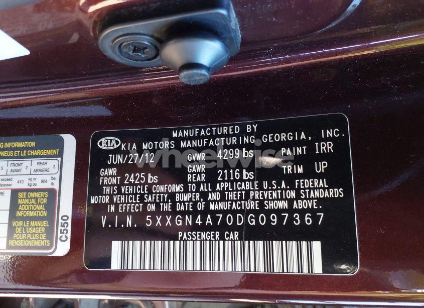 Photo 9 of 2013 Kia Optima EX (VIN 5XXGN4A70DG097367)