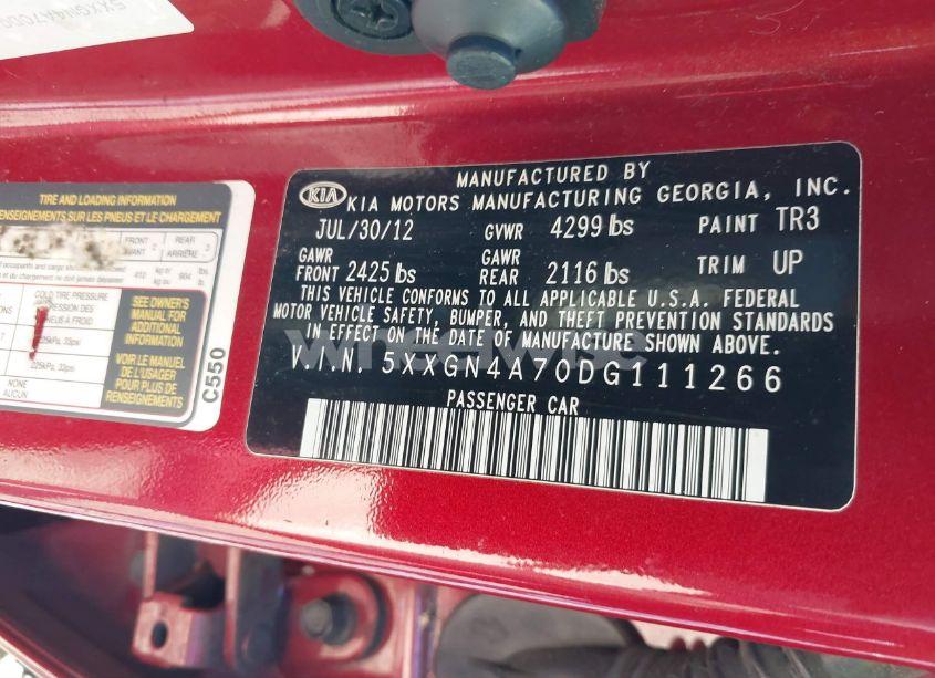 Photo 9 of 2013 Kia Optima EX (VIN 5XXGN4A70DG111266)