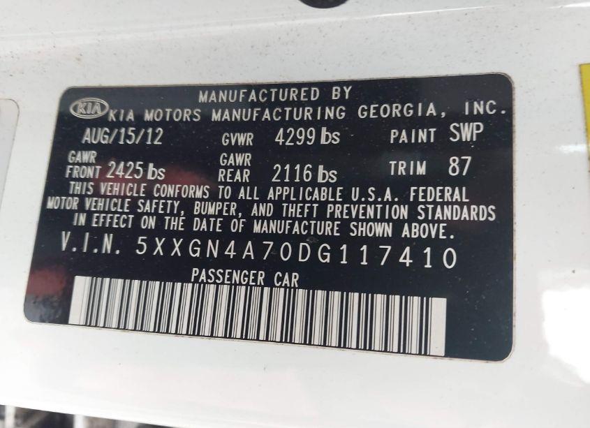 Photo 9 of 2013 Kia Optima EX (VIN 5XXGN4A70DG117410)