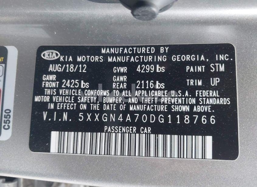 Photo 9 of 2013 Kia Optima EX (VIN 5XXGN4A70DG118766)