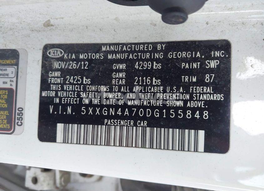 Photo 9 of 2013 Kia Optima EX (VIN 5XXGN4A70DG155848)