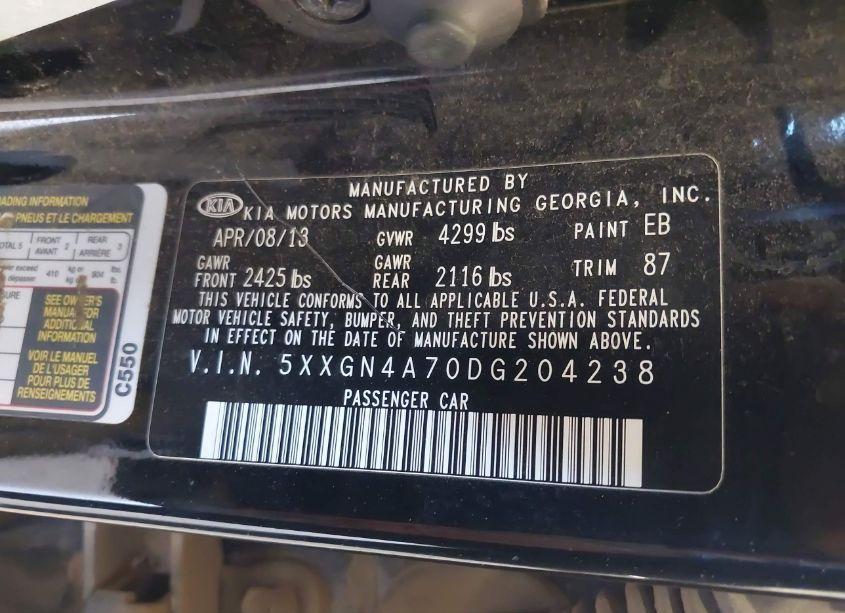 Photo 9 of 2013 Kia Optima EX (VIN 5XXGN4A70DG204238)