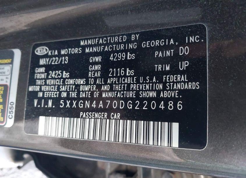 Photo 9 of 2013 Kia Optima EX (VIN 5XXGN4A70DG220486)