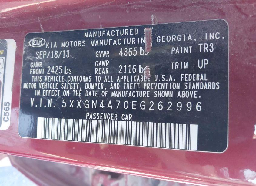 Photo 9 of 2014 Kia Optima EX (VIN 5XXGN4A70EG262996)