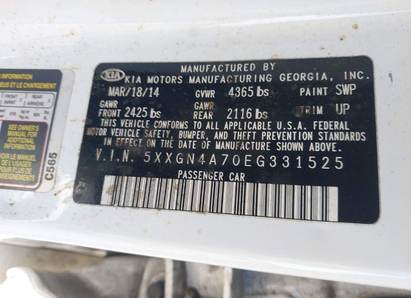 Photo 9 of 2014 Kia Optima EX (VIN 5XXGN4A70EG331525)