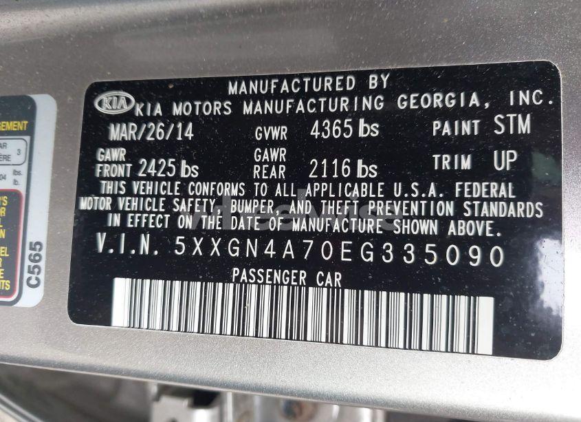 Photo 9 of 2014 Kia Optima EX (VIN 5XXGN4A70EG335090)