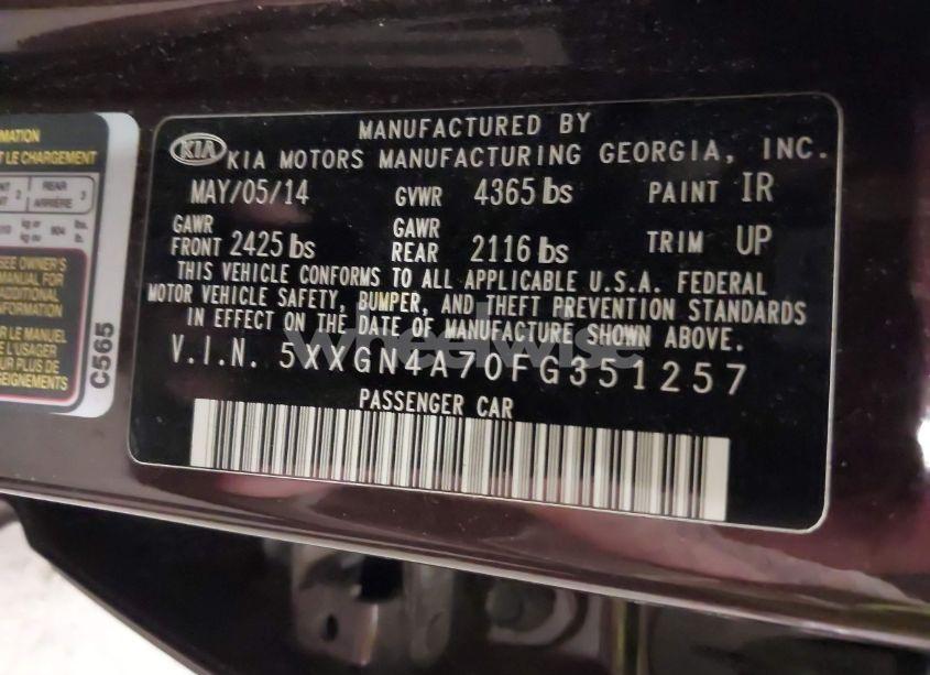 Photo 9 of 2015 Kia Optima EX (VIN 5XXGN4A70FG351257)