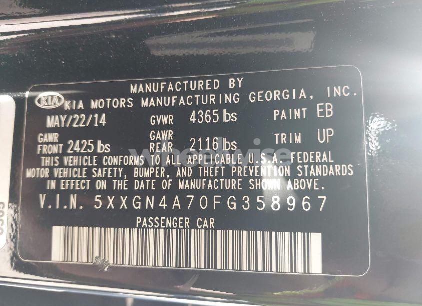 Photo 9 of 2015 Kia Optima EX (VIN 5XXGN4A70FG358967)