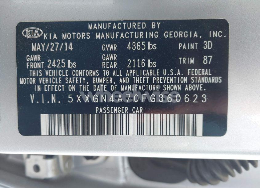 Photo 9 of 2015 Kia Optima EX (VIN 5XXGN4A70FG360623)