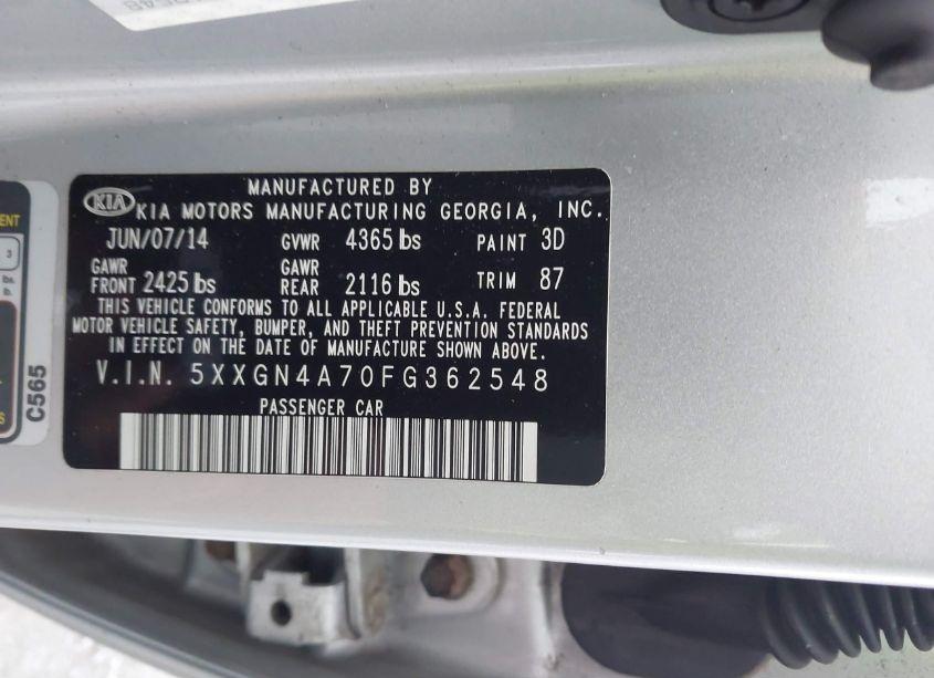 Photo 9 of 2015 Kia Optima EX (VIN 5XXGN4A70FG362548)