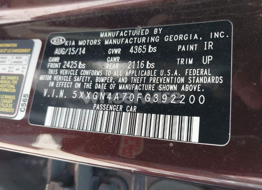 Photo 9 of 2015 Kia Optima EX (VIN 5XXGN4A70FG392200)