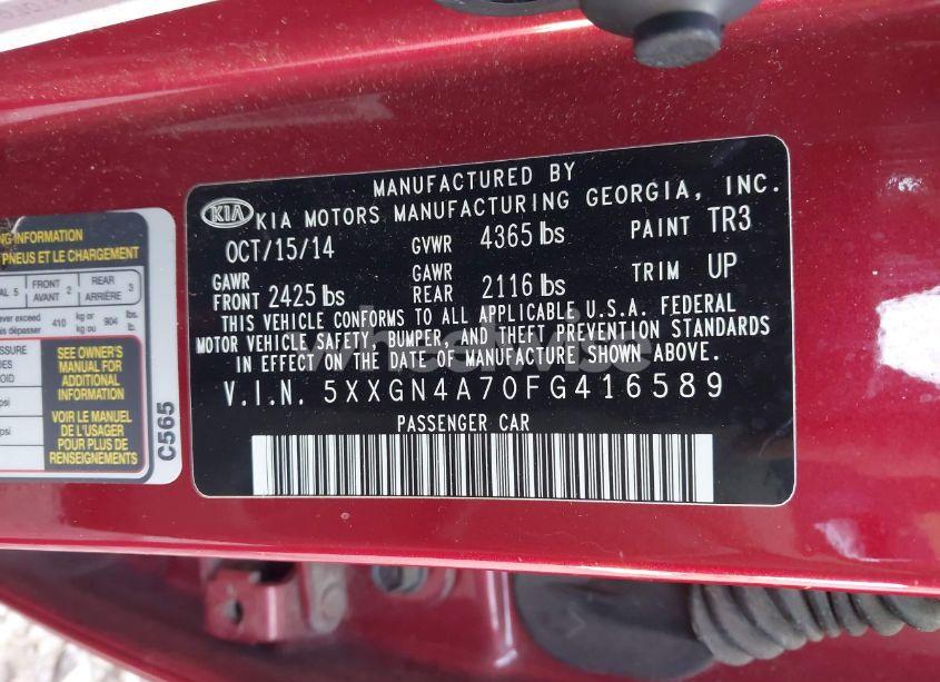 Photo 9 of 2015 Kia Optima EX (VIN 5XXGN4A70FG416589)