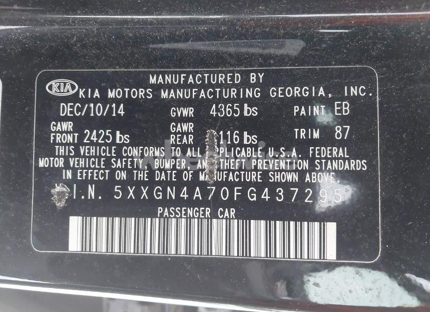 Photo 9 of 2015 Kia Optima EX (VIN 5XXGN4A70FG437295)