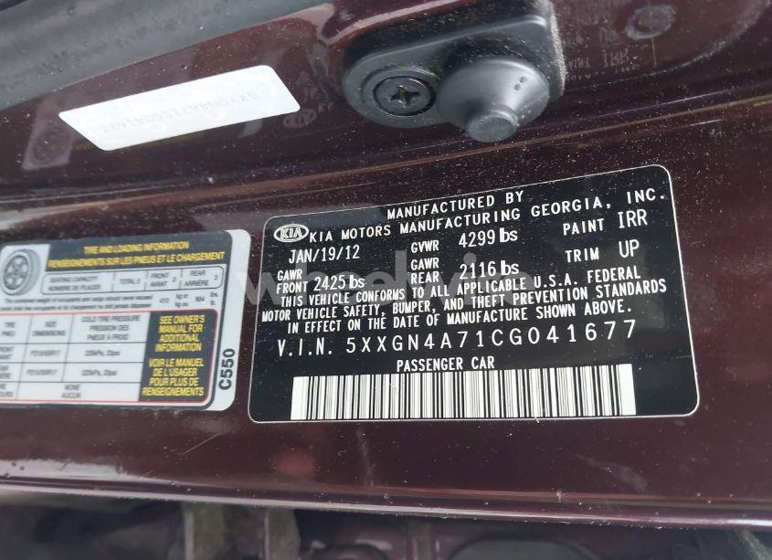 Photo 9 of 2012 Kia Optima EX (VIN 5XXGN4A71CG041677)