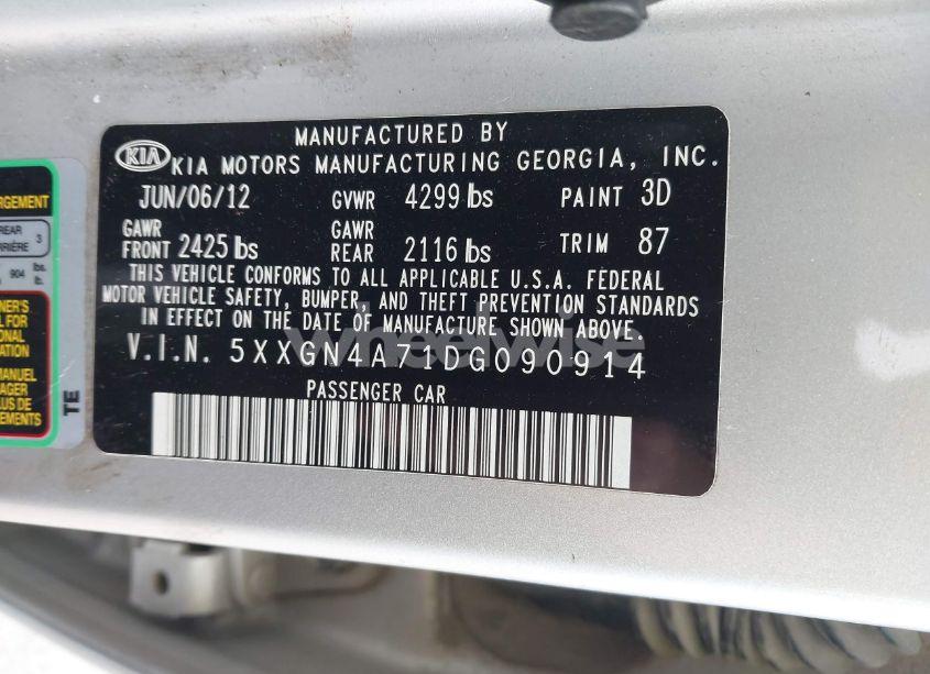 Photo 9 of 2013 Kia Optima EX (VIN 5XXGN4A71DG090914)