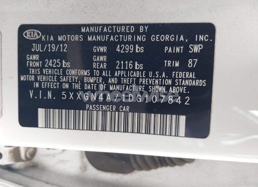 Photo 9 of 2013 Kia Optima EX (VIN 5XXGN4A71DG107842)