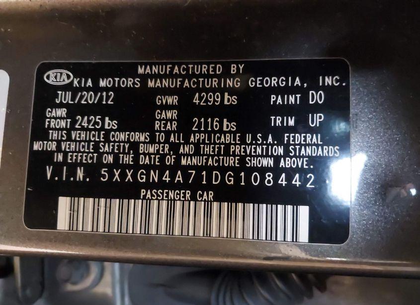 Photo 9 of 2013 Kia Optima EX (VIN 5XXGN4A71DG108442)