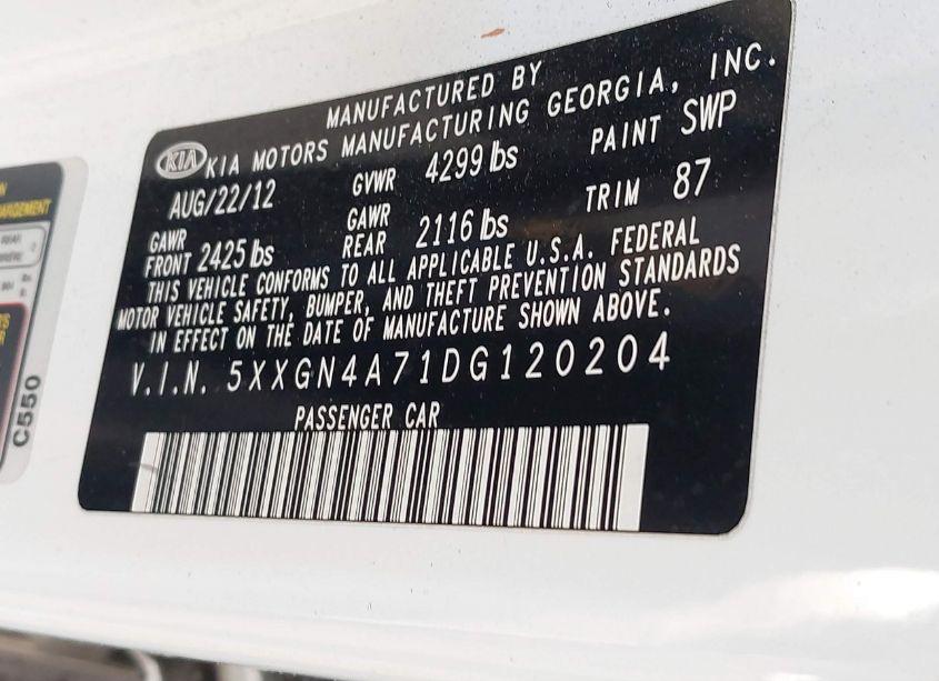 Photo 9 of 2013 Kia Optima EX (VIN 5XXGN4A71DG120204)