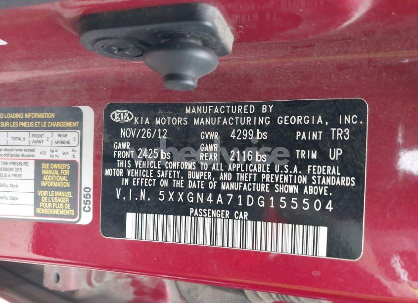 Photo 9 of 2013 Kia Optima EX (VIN 5XXGN4A71DG155504)