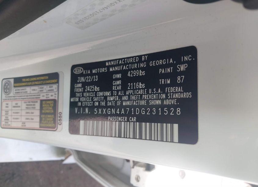 Photo 9 of 2013 Kia Optima EX (VIN 5XXGN4A71DG231528)