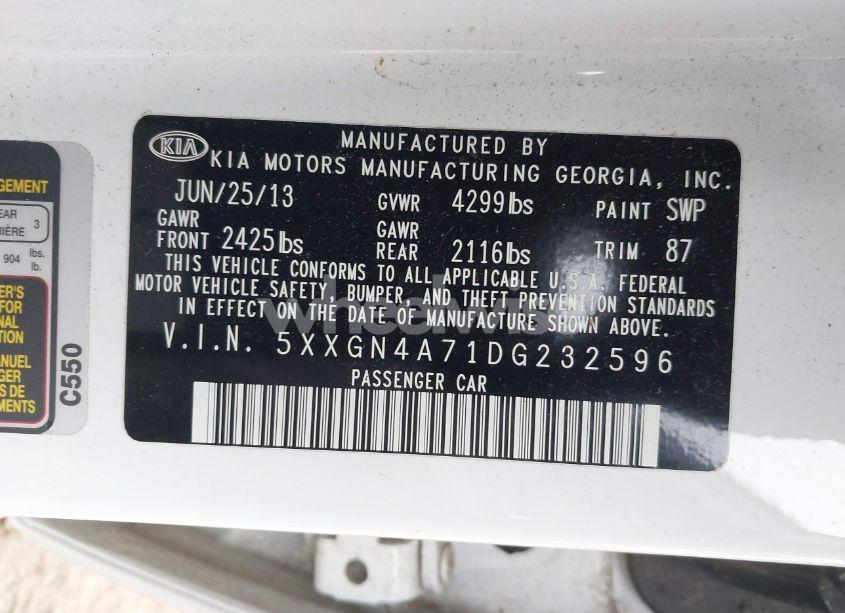 Photo 9 of 2013 Kia Optima EX (VIN 5XXGN4A71DG232596)