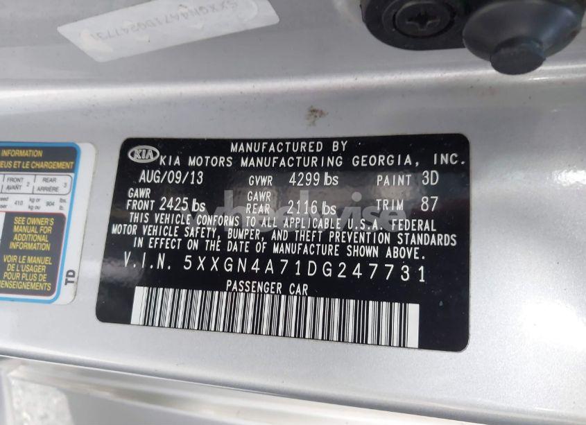 Photo 9 of 2013 Kia Optima EX (VIN 5XXGN4A71DG247731)