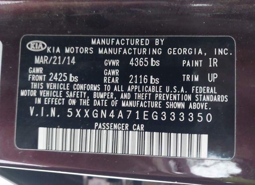 Photo 9 of 2014 Kia Optima EX (VIN 5XXGN4A71EG333350)