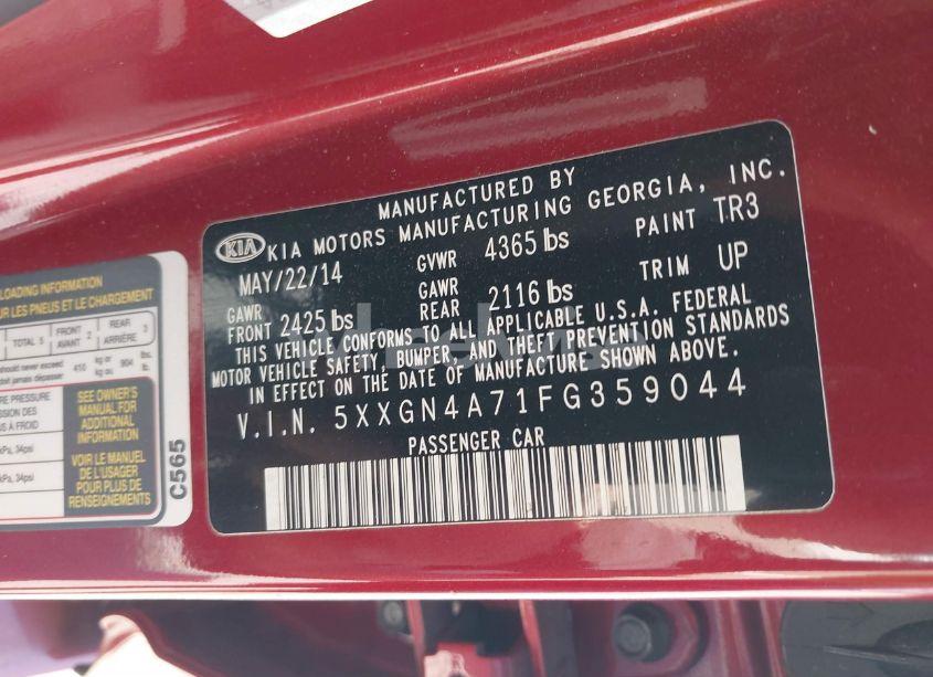 Photo 9 of 2015 Kia Optima EX (VIN 5XXGN4A71FG359044)