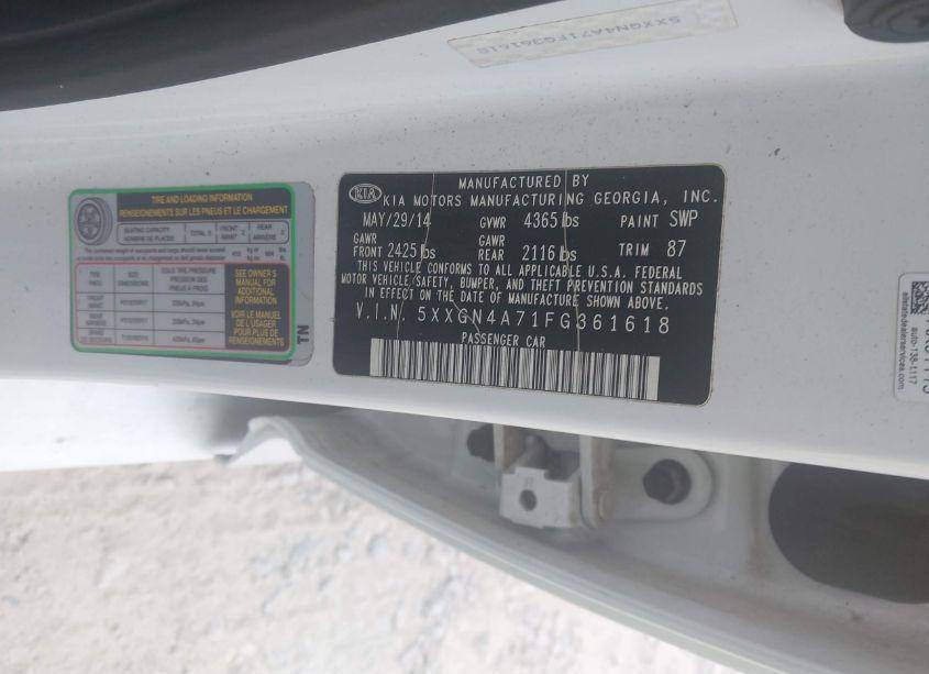 Photo 9 of 2015 Kia Optima EX (VIN 5XXGN4A71FG361618)