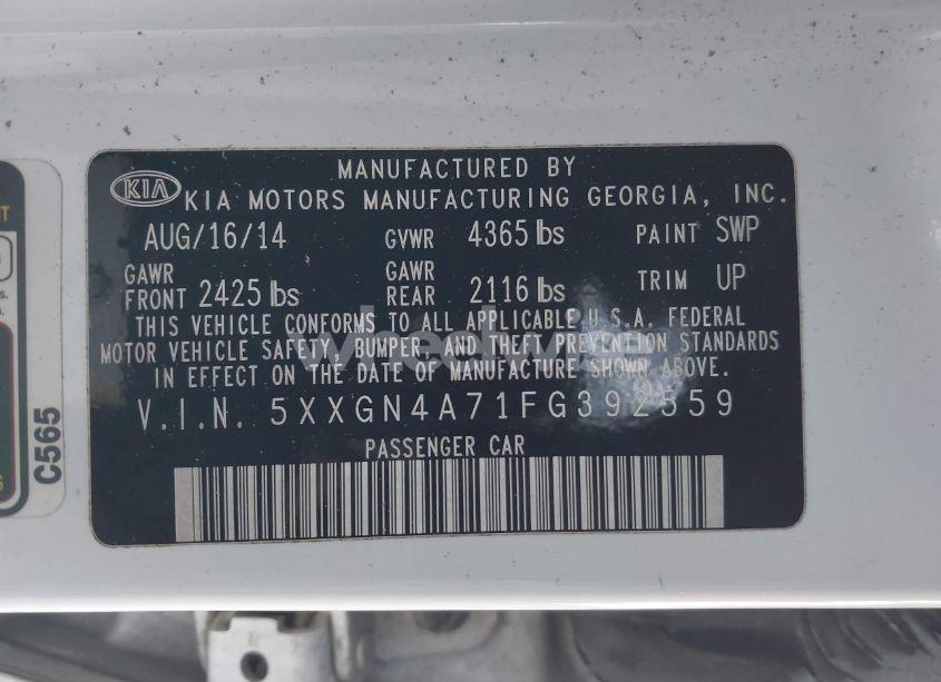 Photo 9 of 2015 Kia Optima EX (VIN 5XXGN4A71FG392559)