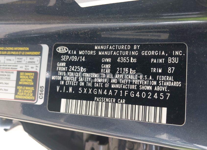 Photo 9 of 2015 Kia Optima EX (VIN 5XXGN4A71FG402457)