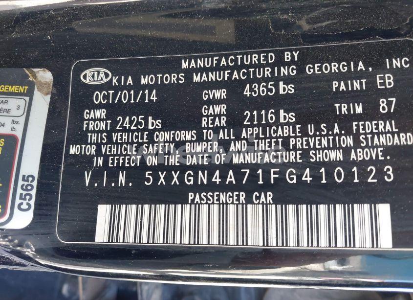 Photo 9 of 2015 Kia Optima EX (VIN 5XXGN4A71FG410123)