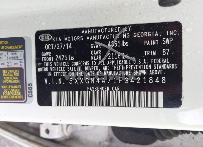 Photo 9 of 2015 Kia Optima EX (VIN 5XXGN4A71FG421848)