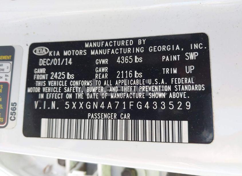 Photo 9 of 2015 Kia Optima EX (VIN 5XXGN4A71FG433529)