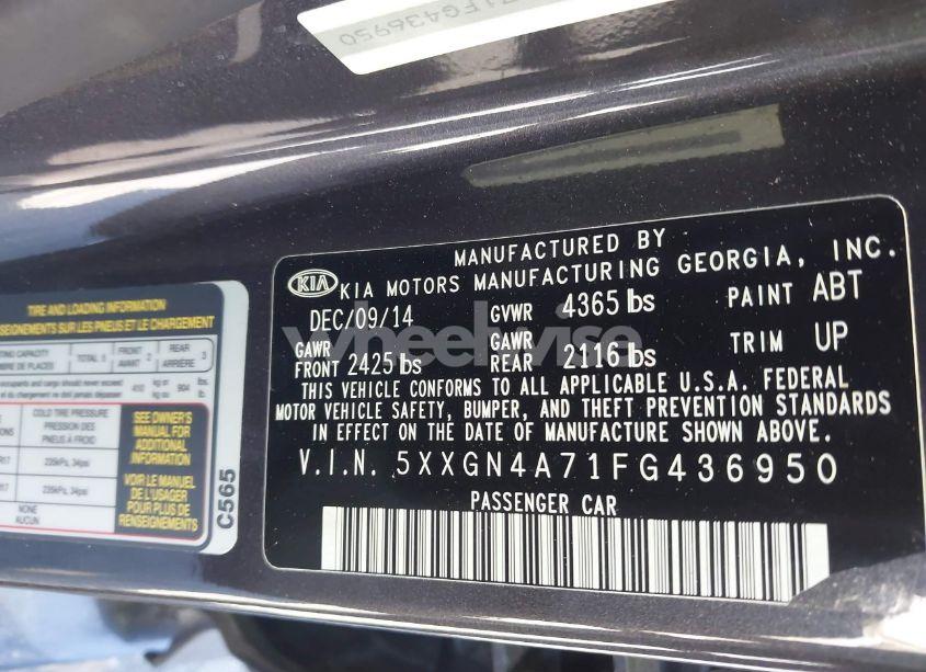 Photo 9 of 2015 Kia Optima EX (VIN 5XXGN4A71FG436950)