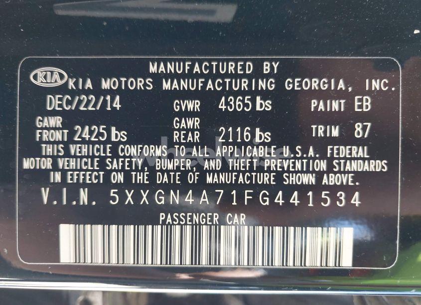 Photo 9 of 2015 Kia Optima EX (VIN 5XXGN4A71FG441534)