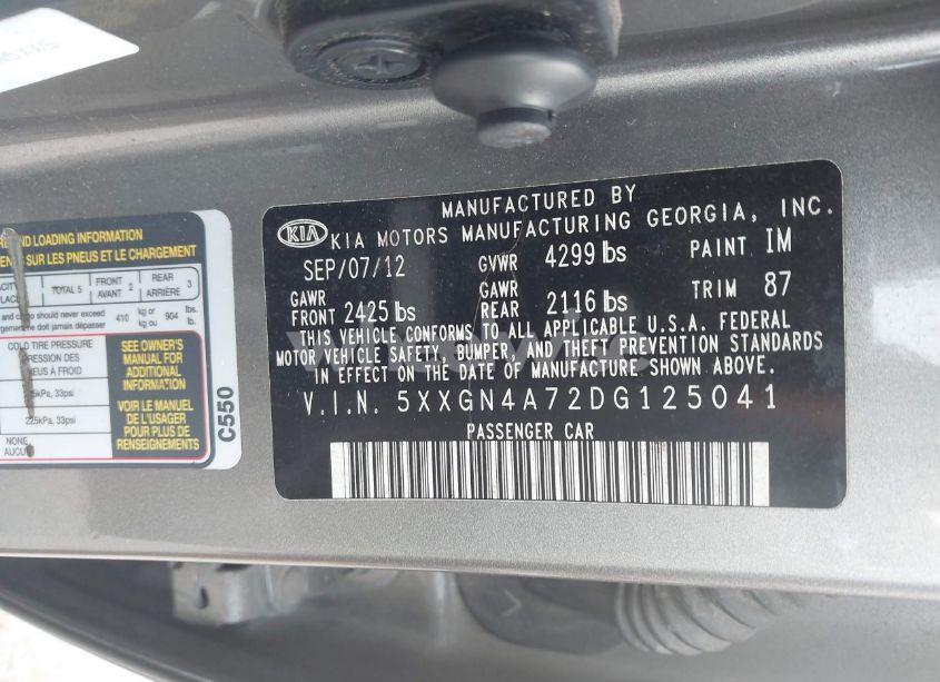 Photo 9 of 2013 Kia Optima EX (VIN 5XXGN4A72DG125041)