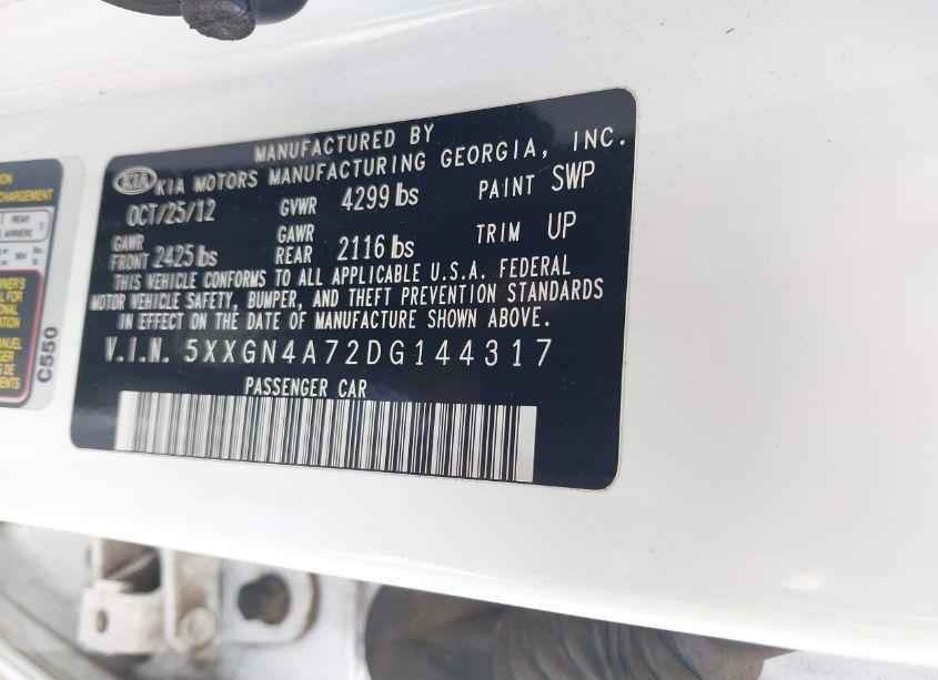 Photo 9 of 2013 Kia Optima EX (VIN 5XXGN4A72DG144317)