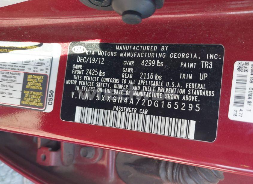 Photo 9 of 2013 Kia Optima EX (VIN 5XXGN4A72DG165295)