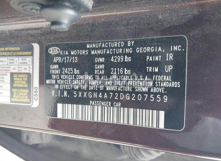 Photo 9 of 2013 Kia Optima EX (VIN 5XXGN4A72DG207559)