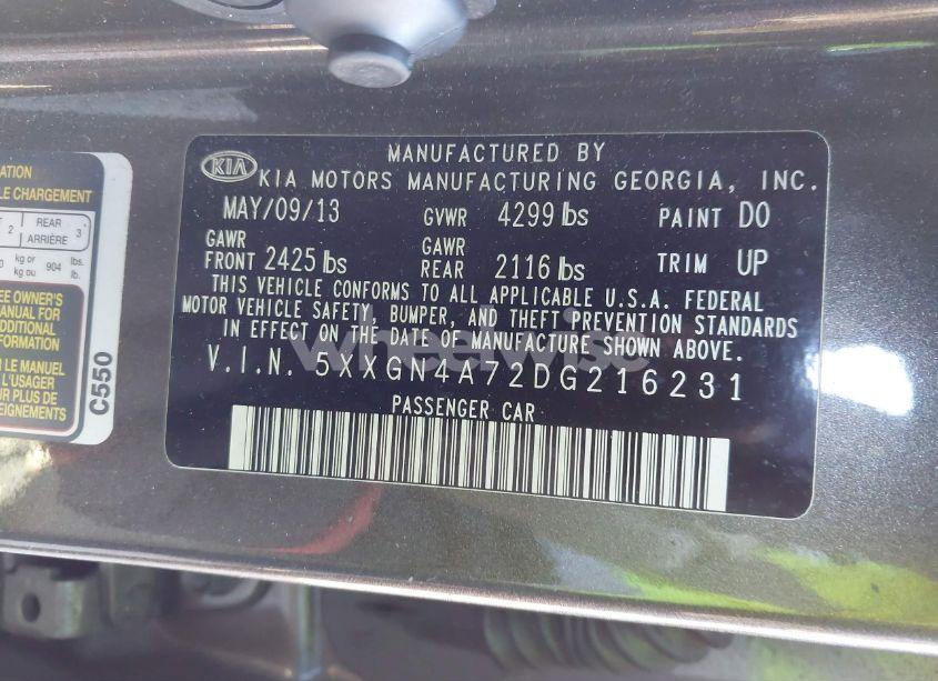 Photo 9 of 2013 Kia Optima EX (VIN 5XXGN4A72DG216231)